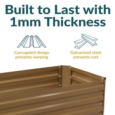 Image showing  Galvanized Steel Raised Garden Bed, Brown, Rectangle, 48 in.