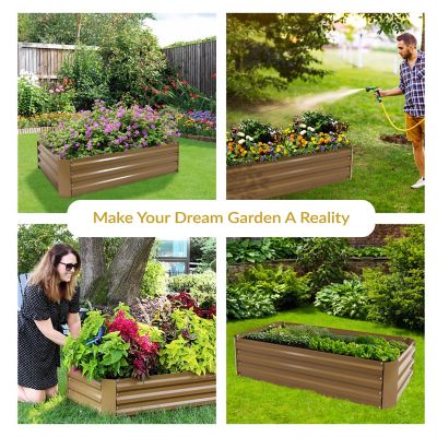 Image showing  Galvanized Steel Raised Garden Bed, Brown, Rectangle, 48 in.