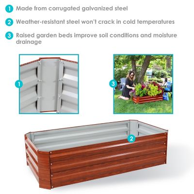 Image showing  Hot Dip Galvanized Steel Raised Garden Bed for Plants, Vegetables and Flowers, 48 in. x 11.75 in., Woodgrain