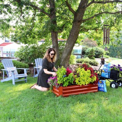 Image showing  Hot Dip Galvanized Steel Raised Garden Bed for Plants, Vegetables and Flowers, 48 in. x 11.75 in., Woodgrain