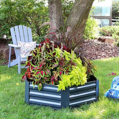 Image showing  Galvanized Steel Raised Garden Bed, 40 in., Hexagon, Dark Gray