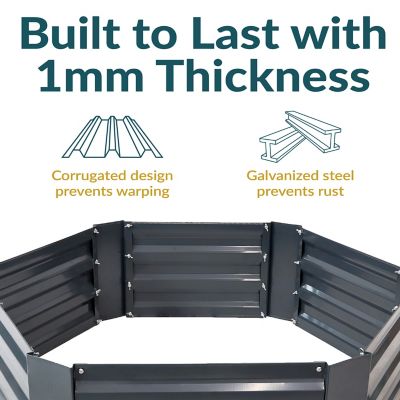 Image showing  Galvanized Steel Raised Garden Bed, 40 in., Hexagon, Dark Gray