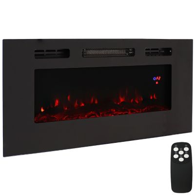 Sunnydaze Decor 40 in. Indoor Wall-Mounted or Recesssed Installation Electric Fireplace - Black