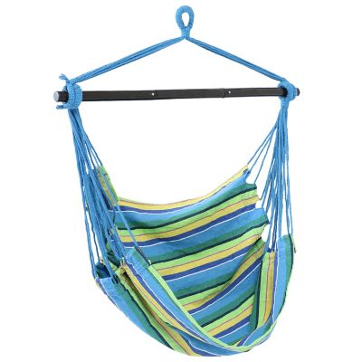 Sunnydaze Decor Hanging Rope Hammock Chair Swing with Collapsible Bar
