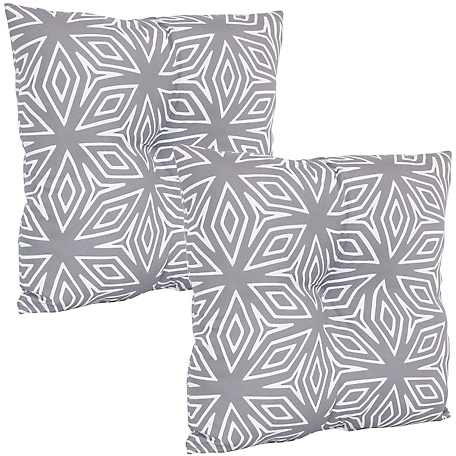 Sunnydaze Decor Outdoor Tufted Back Cushions, 19 in. x 19 in., Gray Geometric Pattern, 2 pc.