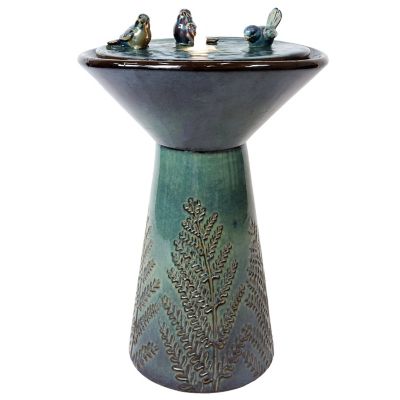 Sunnydaze Decor 28.25 in. Gathering Birds Ceramic Outdoor Water Fountain with LED Lights