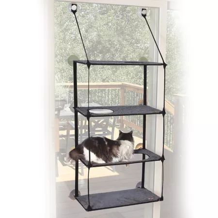 K&H Pet Products EZ Mount Kitty Sill Cat Window Bed 4 Stacks Cat Window Perches & Wall Shelves