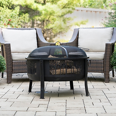 Blue Sky Outdoor 33 in. Barrel Fire Pit with Decorative Mesh Center