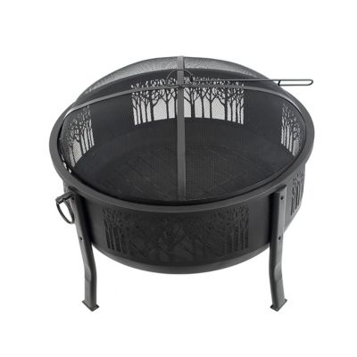Image showing  33 in. Barrel Fire Pit with Decorative Mesh Center
