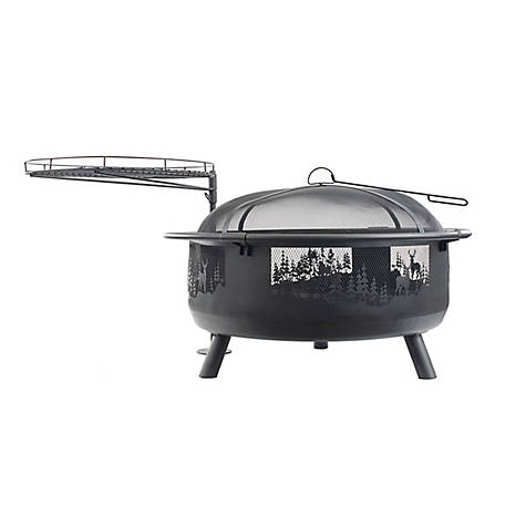 Round Barrel Fire Pit With Swing Away, Fire Pit Swing Out Grill
