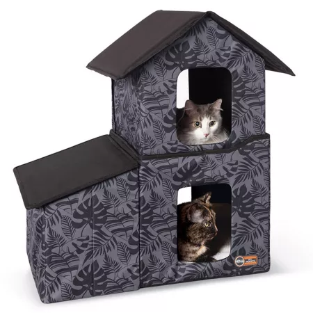 K&H Pet Products Two-Story Outdoor Heated Cat House with Dining Room Heated Beds & Pads