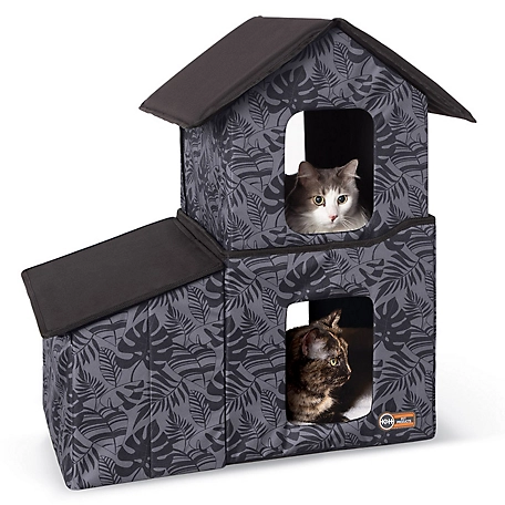 K&H Pet Products Two-Story Outdoor Heated Kitty House with Dining Room