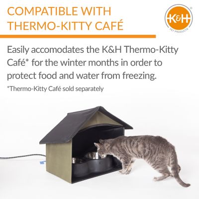 Image showing  Outdoor Kitty Dining Room Nylon Cat House, Olive