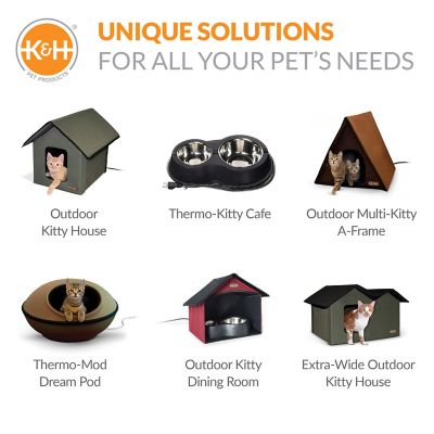 Image showing 7 th K&H Pet Products Outdoor Kitty Dining Room Nylon Cat House, Olive