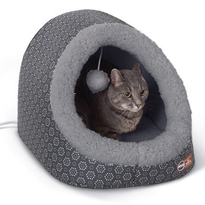 K&H Pet Products Thermo-Pet Cave Fabric Cat House, Gray Cat cave