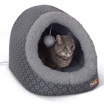 K&H Pet Products Thermo-Pet Cave Fabric Cat House, Gray