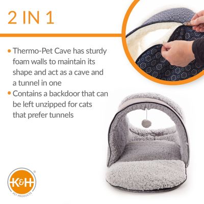 Image showing  Thermo-Pet Cave Indoor Fabric Cat House, Gray