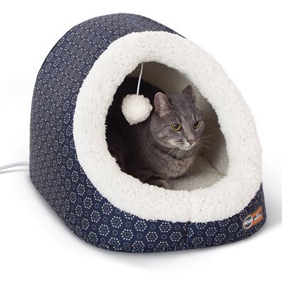 K&H Pet Products Thermo-Pet Cave Cat Bed, Navy
