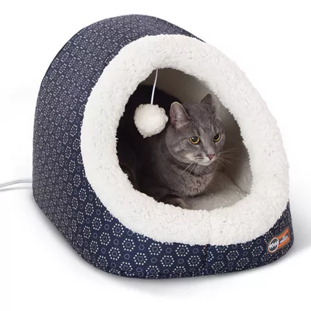 K&H Pet Products Thermo-Pet Cave Cat Bed Navy Cat Hideaway Beds