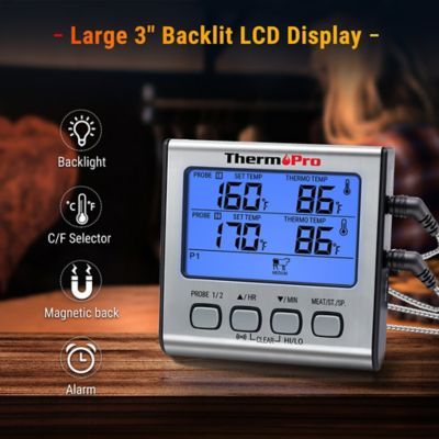 ThermoPro Digital Thermometer Meat Cooking & Timer Alarm for BBQ Food Oven Grill 