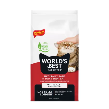 The World's Best Cat Litter Unscented Clumping for Multiple Cats 15 lb Bag Cat Litter