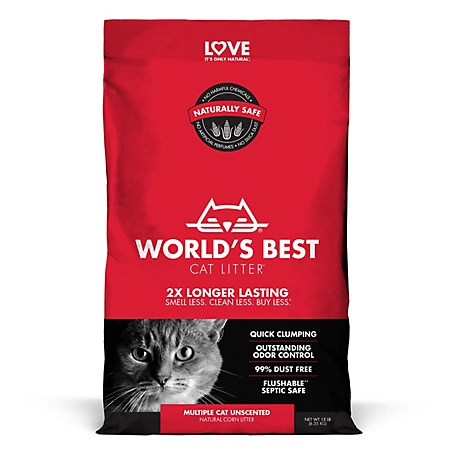 World's Best Cat Litter Unscented Clumping Multiple Cat Litter, 15 lb. Bag