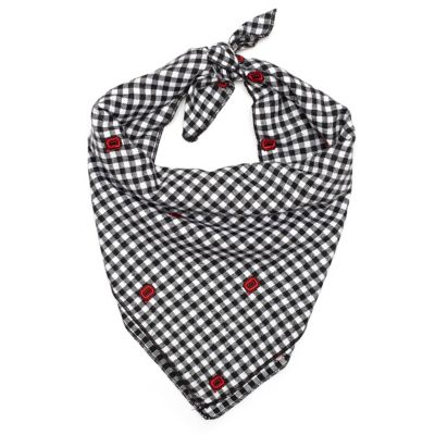 The License House Ohio State Buckeyes Dog Block O Check Flannel Square Tie-On Pet Bandana