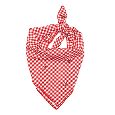 The License House Ohio State Buckeyes Dog Block O Check Flannel Square Tie-On Pet Bandana