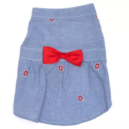 The License House Ohio State Buckeyes Chambray Block O Dog Dress Dog Dresses