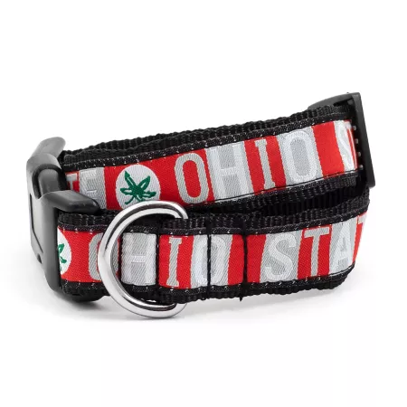 The License House Ohio State Buckeyes Colorblock Adjustable Dog Collar Dog Basic Collars