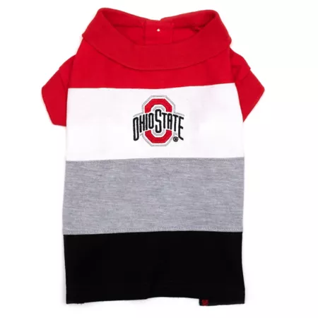 The License House Ohio State Buckeyes Color Block Dog Polo Shirt Dog Shirts