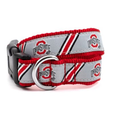 The License House Ohio State Buckeyes Stripe Athletic Logo Adjustable Dog Collar