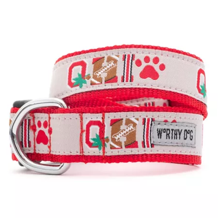 The License House Ohio State Buckeyes Adjustable Dog Collar with Paw Print OH-IO Dog Basic Collars