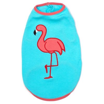 Worthy Dog Applique Flamingo Graphic Sleeveless Dog T-Shirt