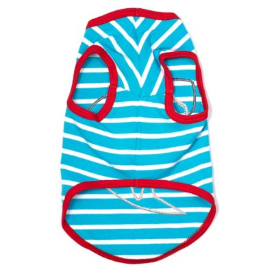 Image showing 2 th Worthy Dog Applique Jaws Graphic Stripe Sleeveless Dog T-Shirt