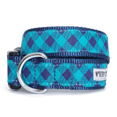 Worthy Dog Adjustable Bias Buffalo Plaid Dog Collar