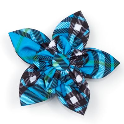 Worthy Dog Bias Plaid Flower Adjustable Pet Collar Accessory