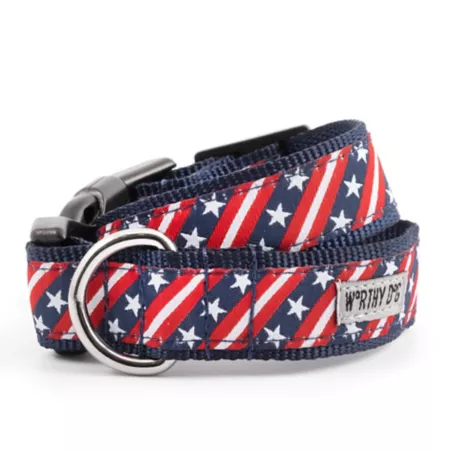 Worthy Dog Stars and Stripes Adjustable Bias Dog Collar Dog Basic Collars