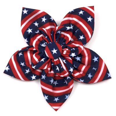 Worthy Dog Bias Stars and Stripes Flower Adjustable Pet Collar Accessory