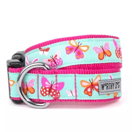 Worthy Dog Adjustable Butterflies Dog Collar Dog Basic Collars