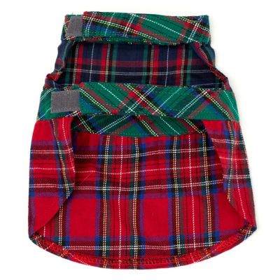 Image showing  Color Block Tartan Flannel Plaid Adjustable Pet Dress