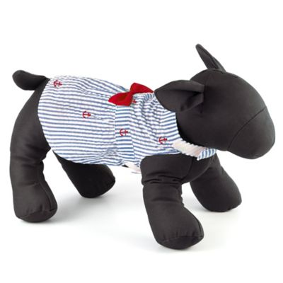 Image showing  Embroidered Anchor Stripe Seersucker Adjustable Pet Dress