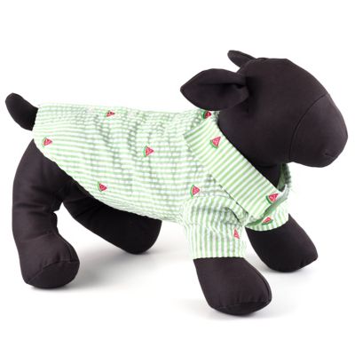 Image showing 1 th Worthy Dog Embroidered Watermelon Stripe Seersucker Button-Up Look Pet Shirt