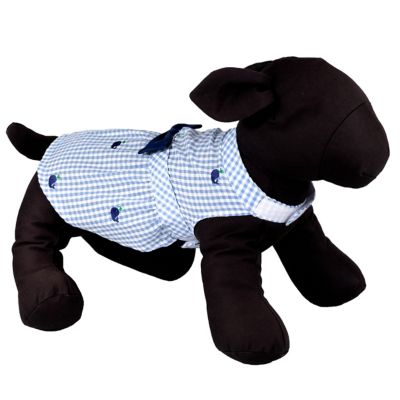 Image showing  Embroidered Whales Gingham Check Adjustable Pet Dress