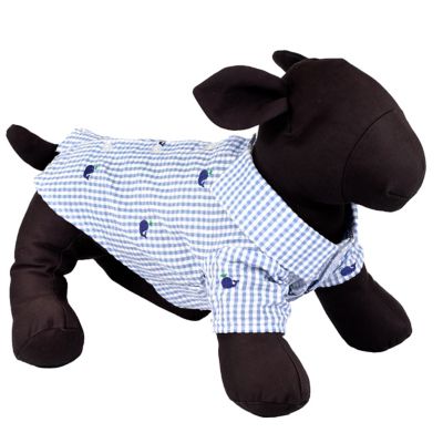 Image showing  Embroidered Whales Gingham Check Seersucker Button-Up Look Pet Shirt