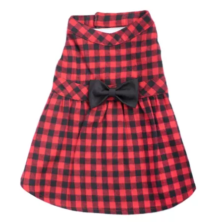 Worthy Dog Flannel Plaid Adjustable Pet Dress Dog Dresses