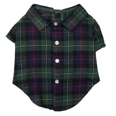 Worthy Dog Flannel Plaid Button-Up Look Pet Shirt
