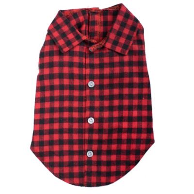 Worthy Dog Flannel Plaid Button-Up Look Pet Shirt