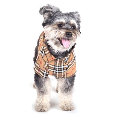 Image showing  Flannel Plaid Button-Up Look Pet Shirt