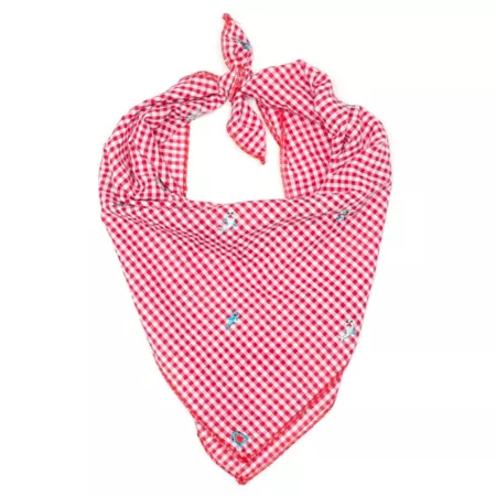 Worthy Dog Gingham Chomp Sharks Embroidered Classic Square Tie-Up Pet Bandana Cat Bandanas Ties & Accessories